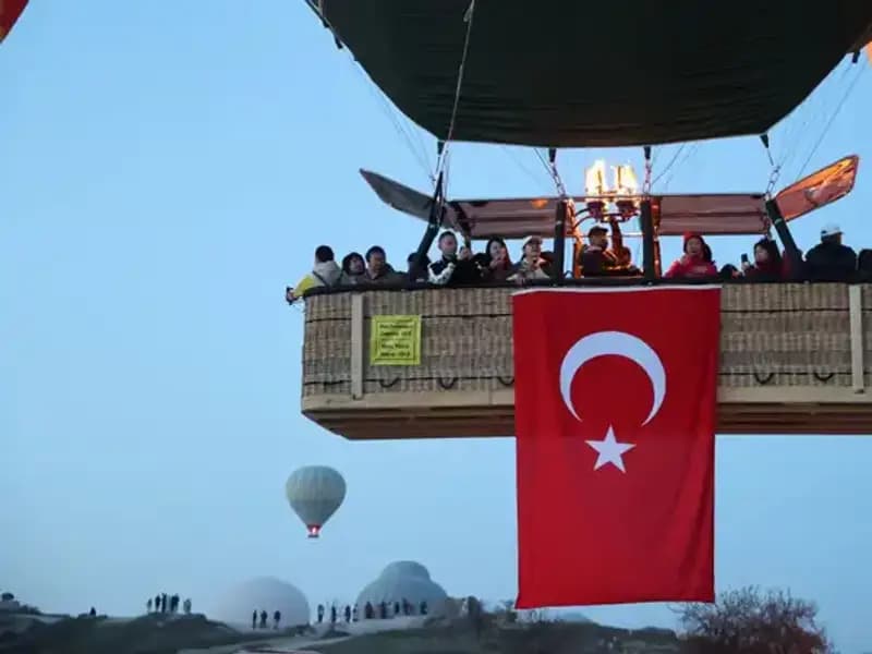 Kapadokya'nın Gökyüzünde Türk Bayraklarıyla Renkli Bir 23 Nisan Kutlaması!