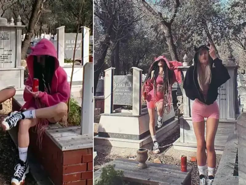 Mezarlıkta Çekilen O Anlar Sosyal Medyada Olay Oldu!