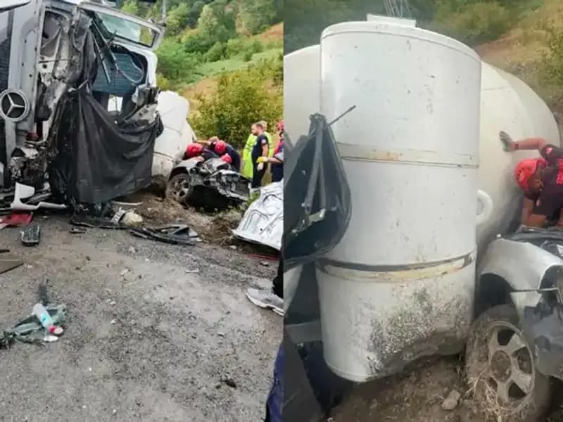 Beton Mikseri Kazası: Otomobilin Üzerine Devrildi, 1 Kişi Hayatını Kaybetti